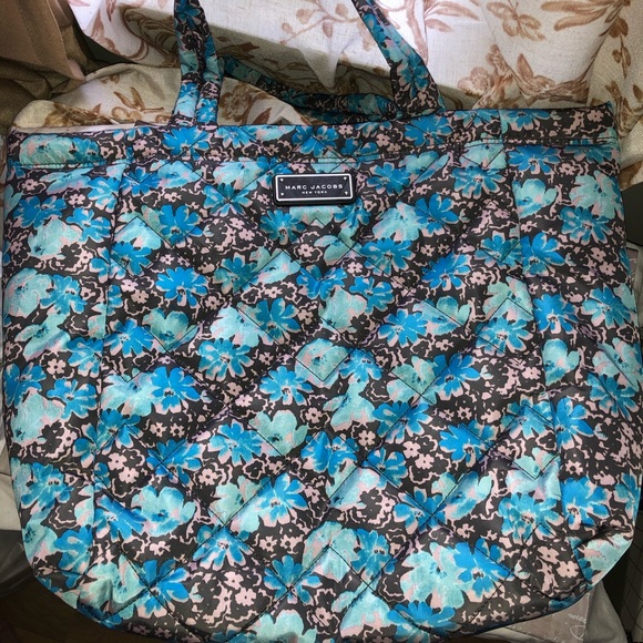 Marc Jacobs Quilted Nylon Printed Tote, Blue Grey - Picture 1 of 6